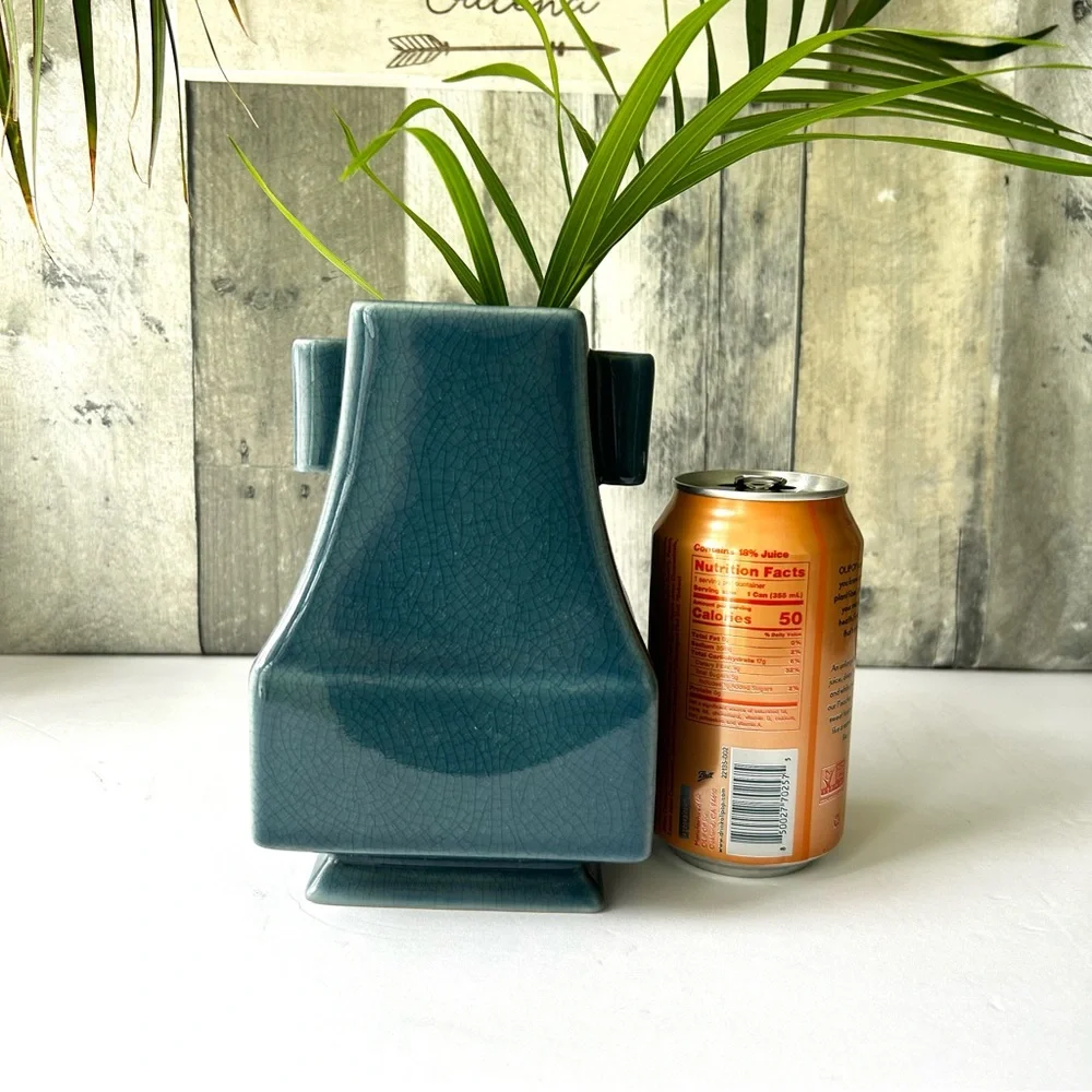 🌴 Elegant West Elm One-of-a-Kind Rare Serene Jade Blue Ceramic Vase